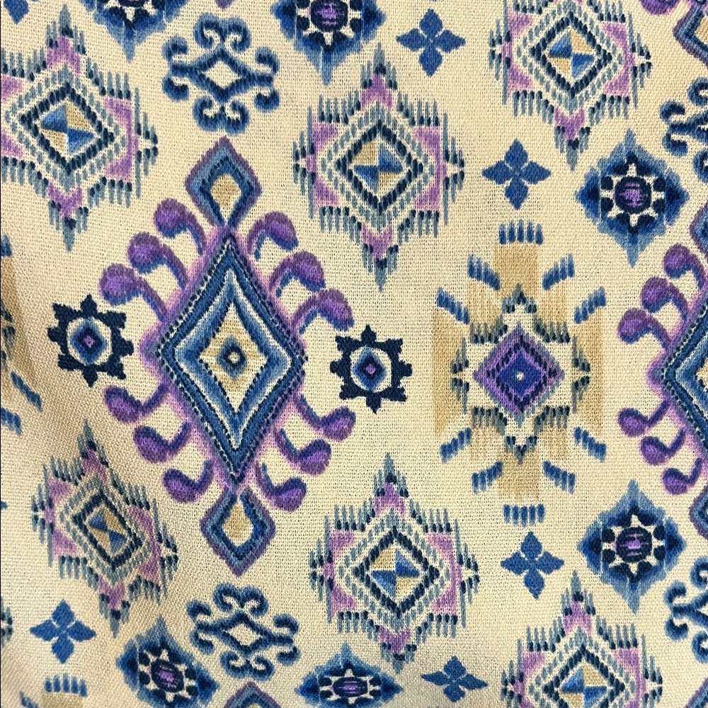 La Miel Blue Purple Patterned Wide-Leg Pant with Elastic Waist - Size Small - Picture 4 of 8